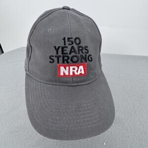 NRA Hat Cap Strap Back Mens‎ One Size Gray 150 Years Strong EST 1871 Embroidered